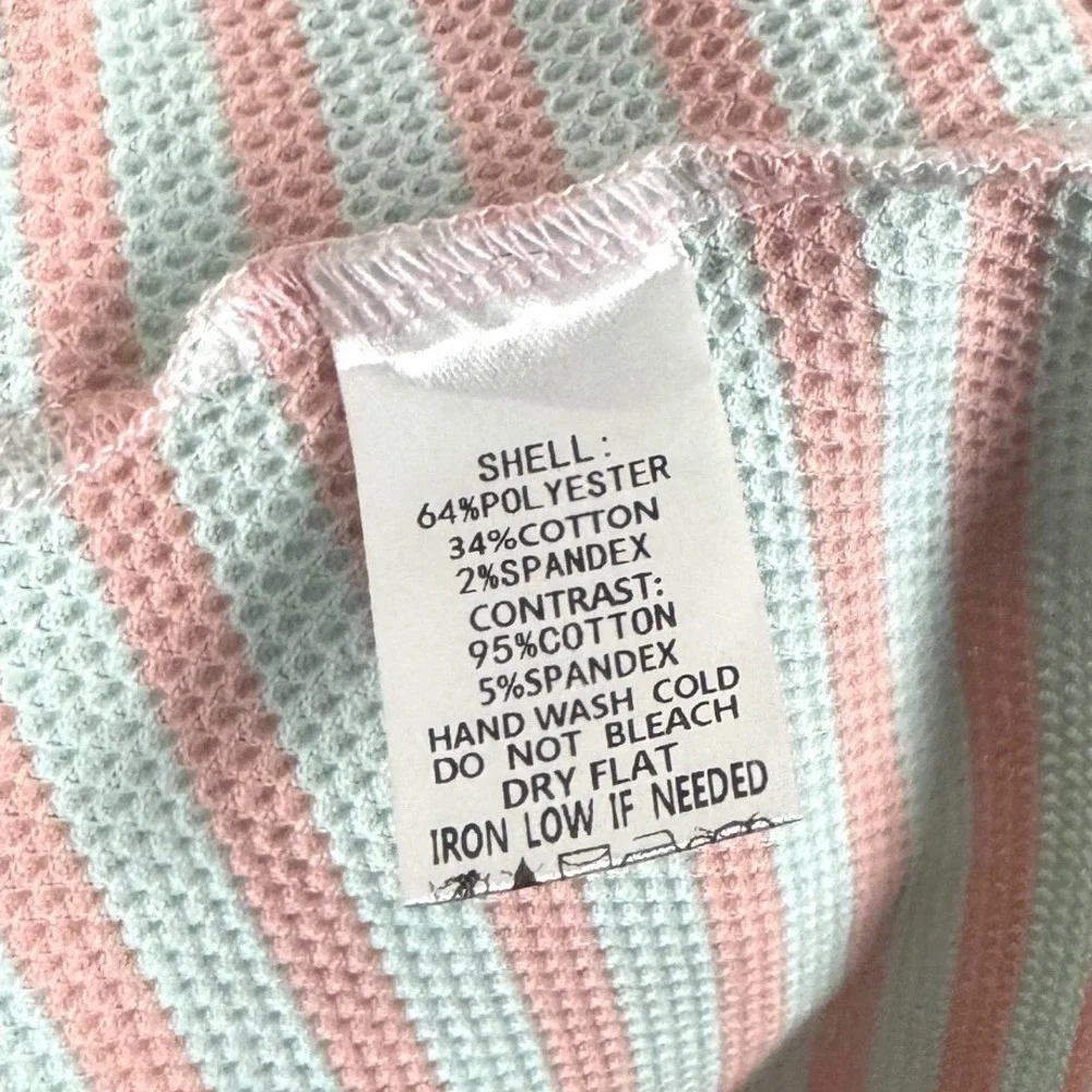 Altar'd State Pink Waffle Knit Striped Contrast Oversized Dolman Sleeve Top XS